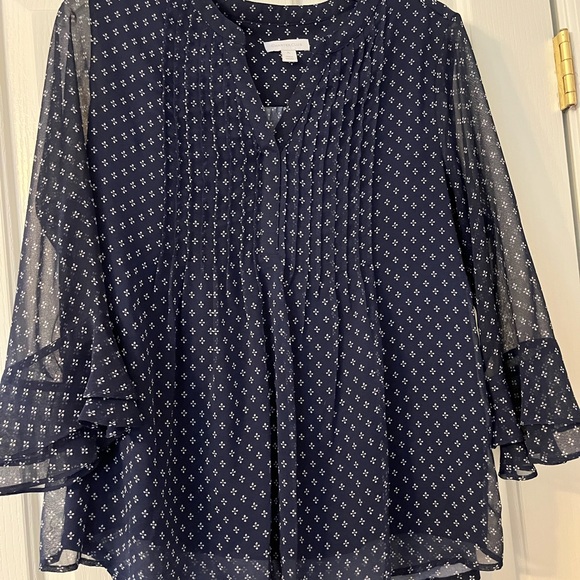 CHARTER CLUB
Petite Printed Pintuck Top, intrepid blue - Picture 4 of 4